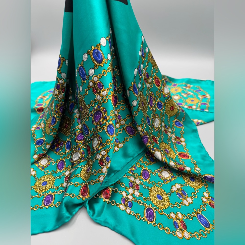 Chanel CC Teal Jewels Silk Scarf - Picture 6 of 9